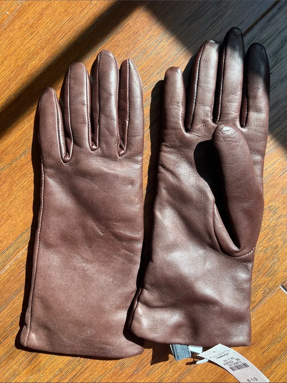 Vintage Talbots Brown Leather Gloves with Cashmere Lining